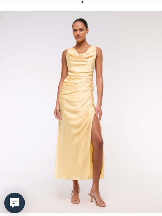 Abercrombie & Fitch Dresses & Skirts - Abercrombie & Fitch Pale Yellow Satin Cowl Midi Dress with Side Slit